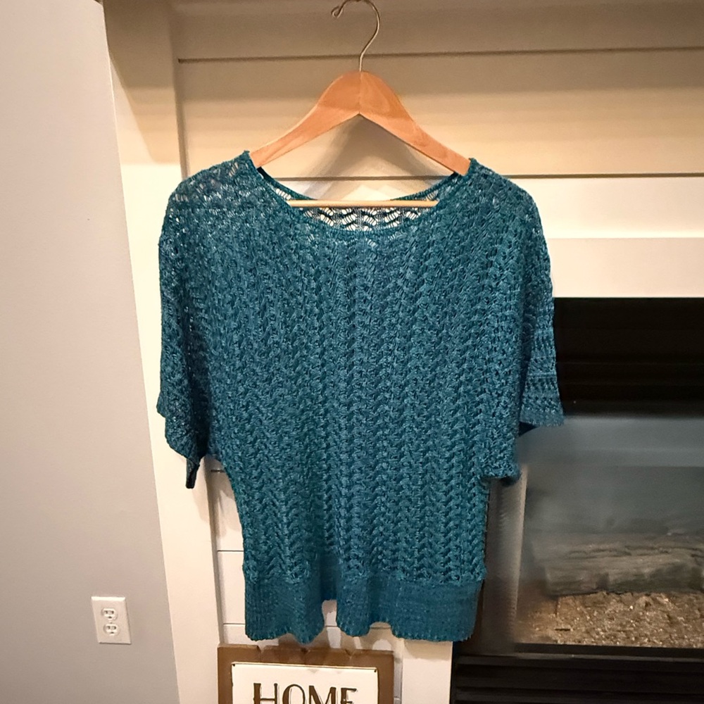 Teal boho Fresh Produce women’s vibe M/L Knit perfect layering festival piece